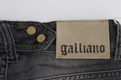 John Galliano Gray Wash Cotton Blend Slim Fit Stretch Jeans