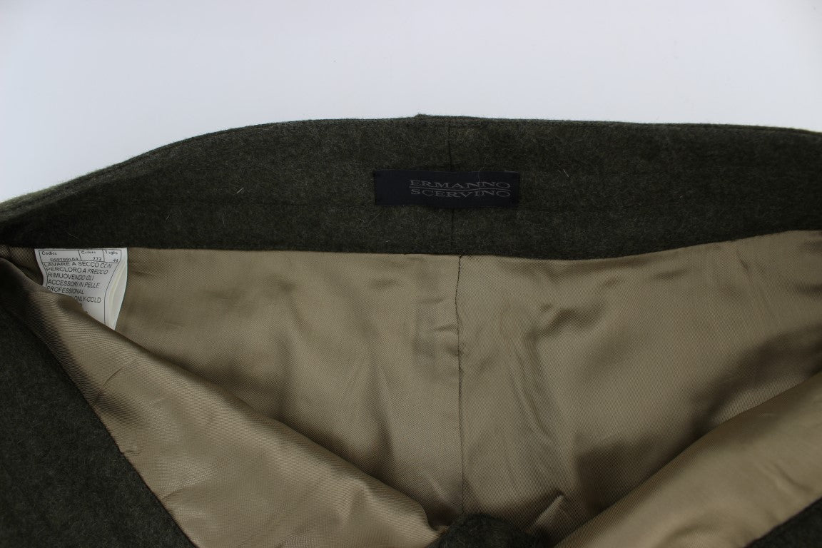 Ermanno Scervino Green Wool Blend Loose Fit Cargo Pants