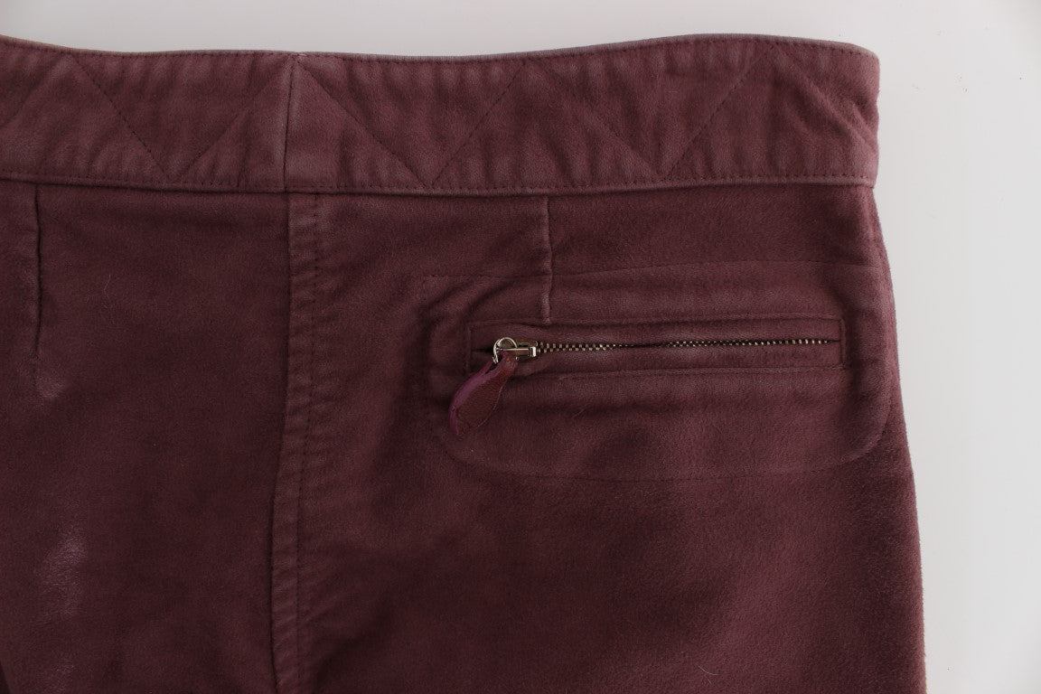 Ermanno Scervino Bordeaux Cotton Cropped Cargo Pants