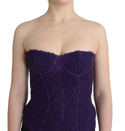 Ermanno Scervino Purple Lace Silk Blend Bustier Corset