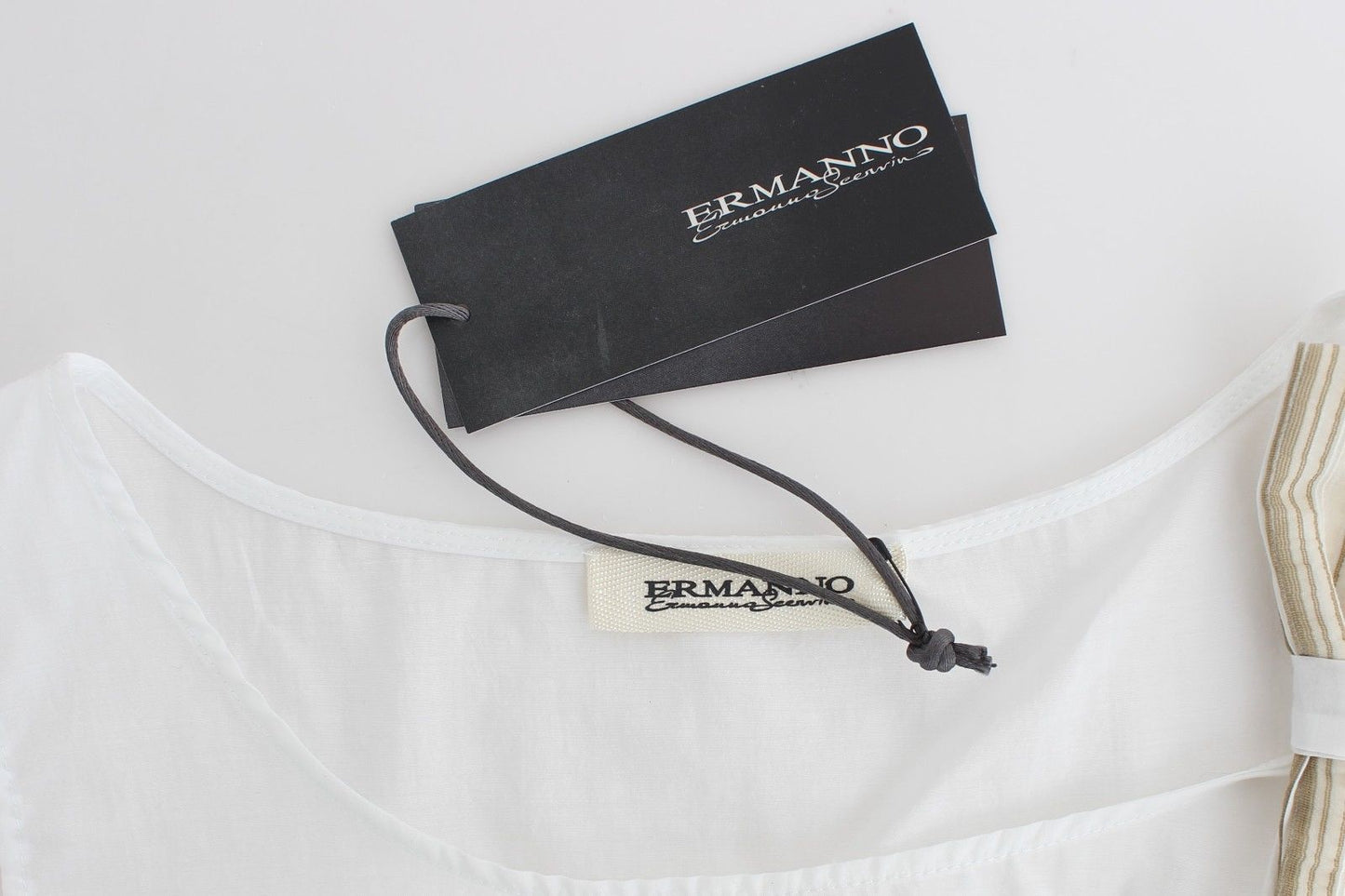 Ermanno Scervino Elegant White Bow-Detailed Sleeveless Top