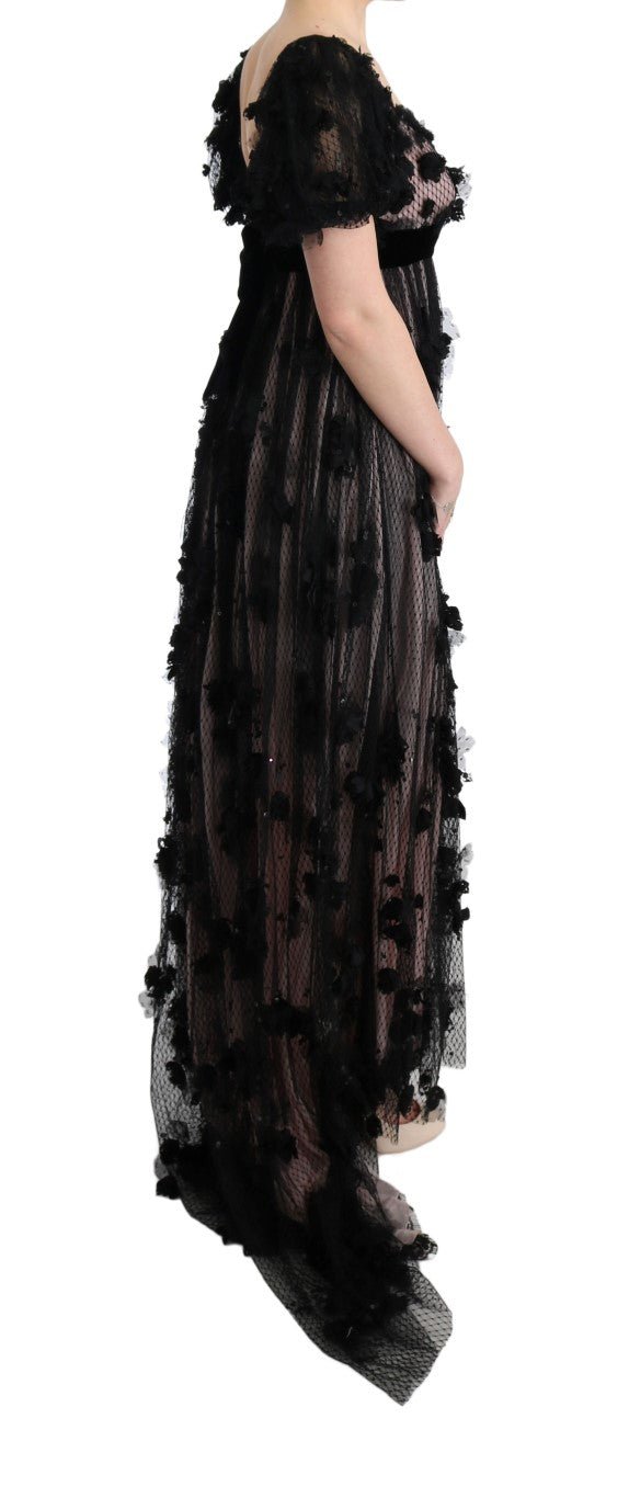 Dolce & Gabbana Elegant Floral Applique Full Length Dress
