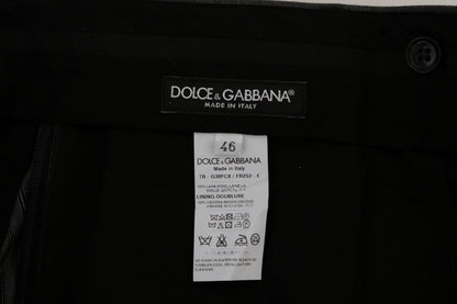 Dolce & Gabbana Gray Wool Striped Formal Pants