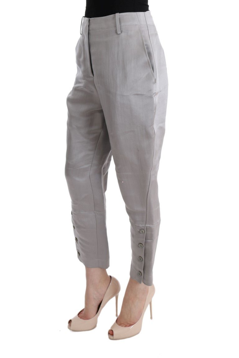 Ermanno Scervino Chic Gray Cropped Silk Pants