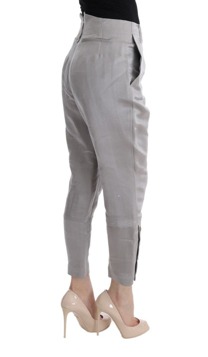 Ermanno Scervino Chic Gray Cropped Silk Pants