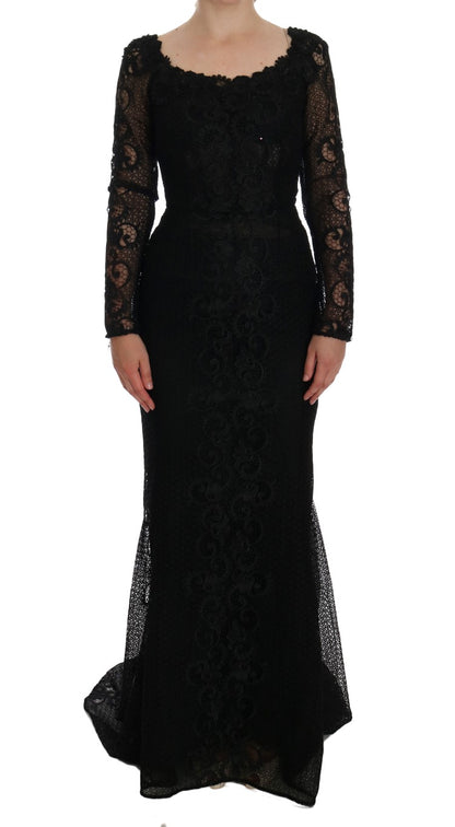 Dolce & Gabbana Black Floral Sheath Dress