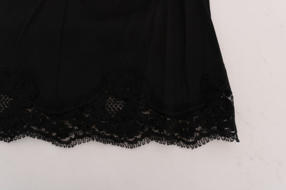 Dolce & Gabbana Black Floral Cutout Lace A-Line Skirt