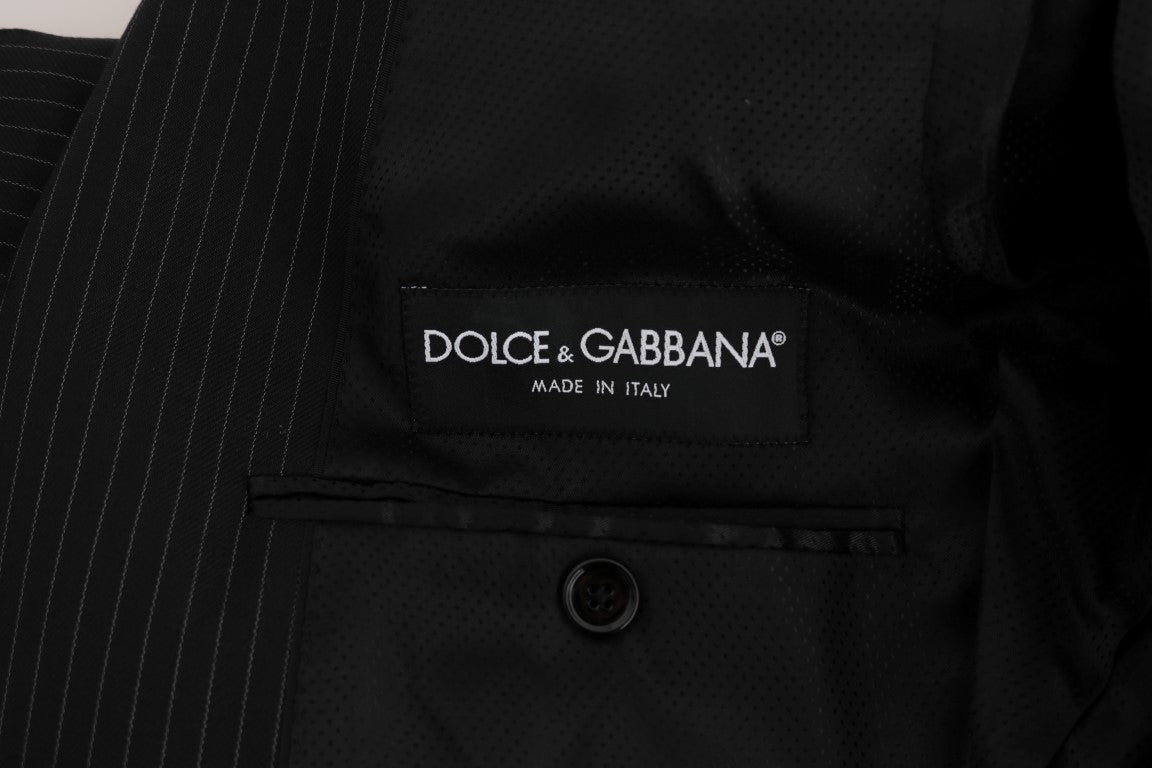 Dolce & Gabbana Elegant Gray Striped Wool Silk Men's 3-Piece Suit