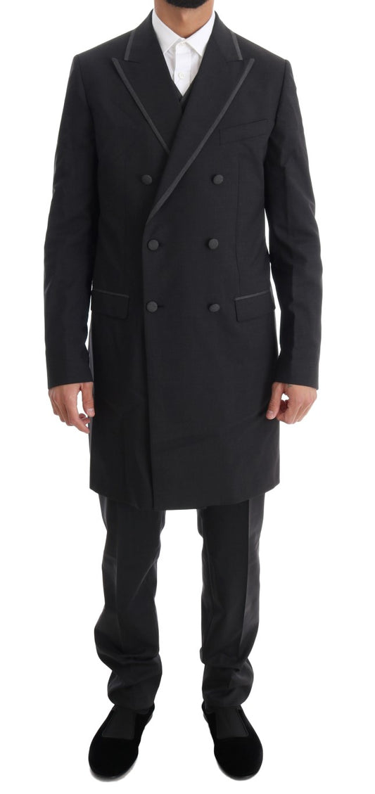 Dolce & Gabbana Elegant Gray Double Breasted Wool Suit
