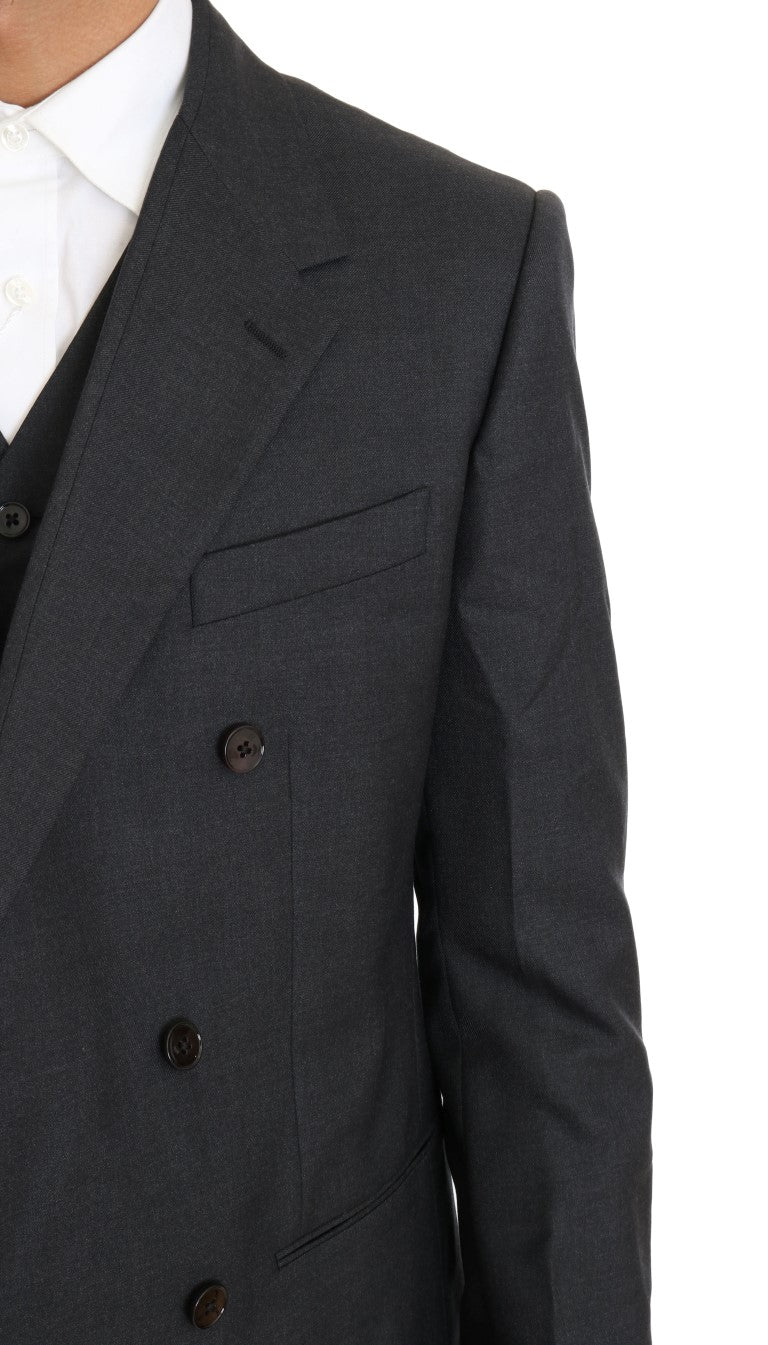 Dolce & Gabbana Elegant Gray Double Breasted Wool Silk Suit