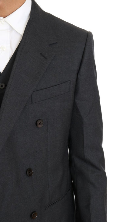 Dolce & Gabbana Elegant Gray Double Breasted Wool Silk Suit