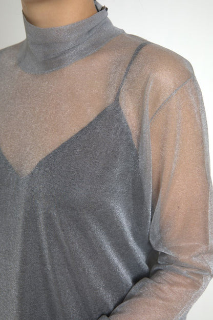 Dolce & Gabbana Elegant Gray Long Sleeve Mesh Top