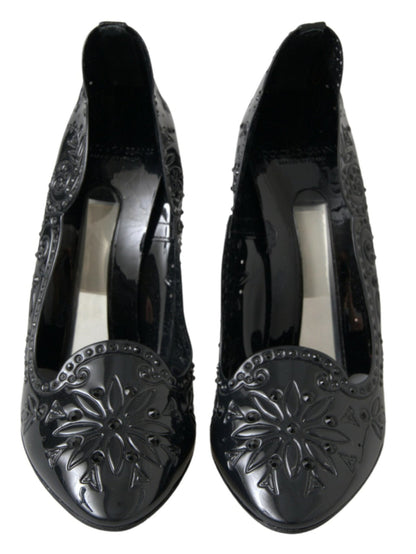 Dolce & Gabbana Elegant Black Crystal Cinderella Pumps