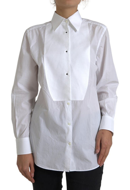 Dolce & Gabbana Elegant White Cotton Poplin Dress Shirt