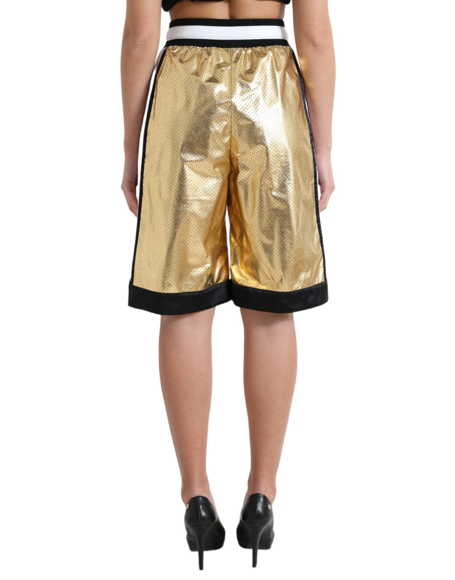 Dolce & Gabbana Elevated Elegance: High Waist Golden Shorts