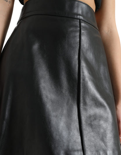 Dolce & Gabbana Elegant High-Waist Leather Mini Skirt