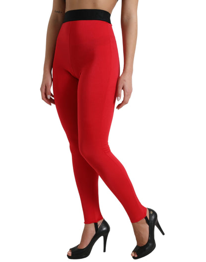 Dolce & Gabbana Elegant High Waist Red Leggings
