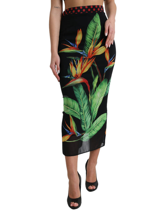 Dolce & Gabbana Floral High Waist Silk Midi Skirt