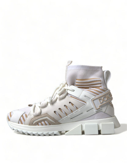 Dolce & Gabbana Elegant Sorrento Slip-On Sneakers in White and Beige