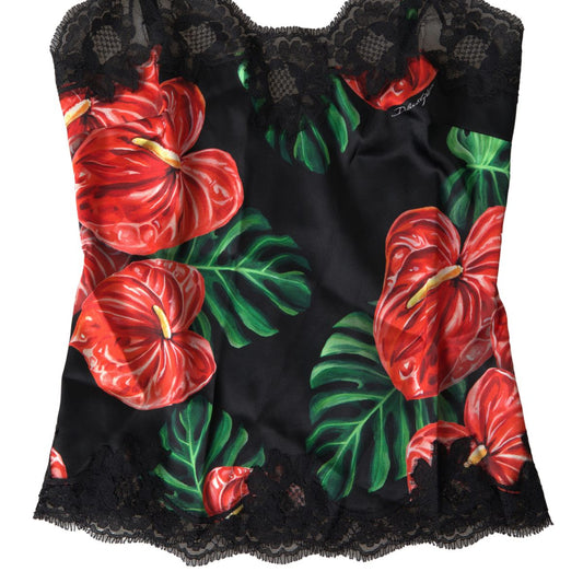 Dolce & Gabbana Anthurium Print Silk Camisole Top