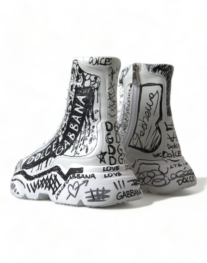 Dolce & Gabbana Daymaster Graffiti Print Mid Top Sneakers