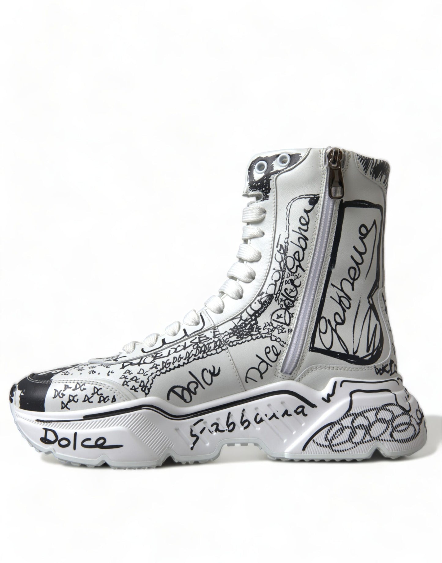 Dolce & Gabbana Daymaster Graffiti Print Mid Top Sneakers
