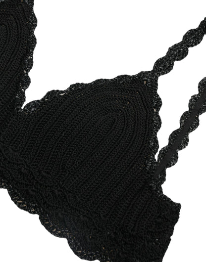 Dolce & Gabbana Elegant Black Crochet Corset Top