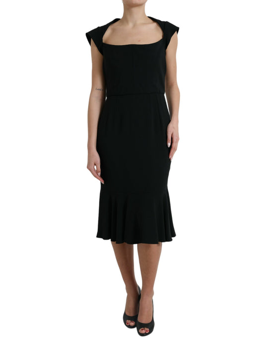 Dolce & Gabbana Black Cady Viscose Sleeveless Dress