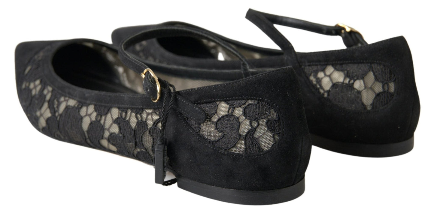 Dolce & Gabbana Elegant Black Lace Flats