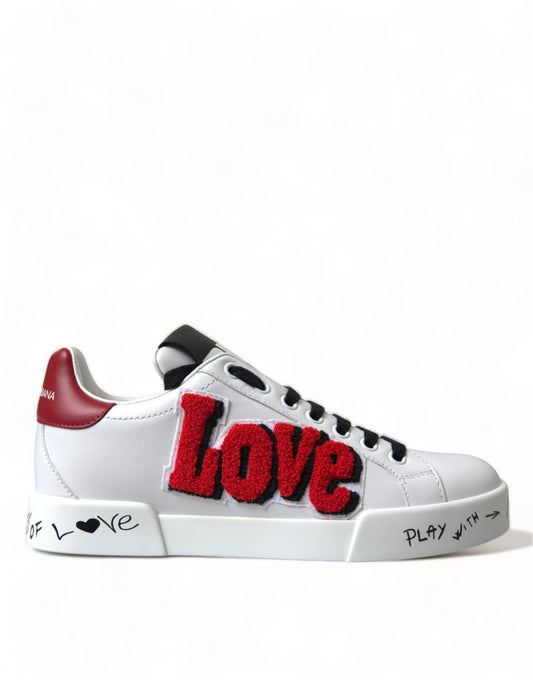 Dolce & Gabbana Chic White Portofino Leather Sneakers