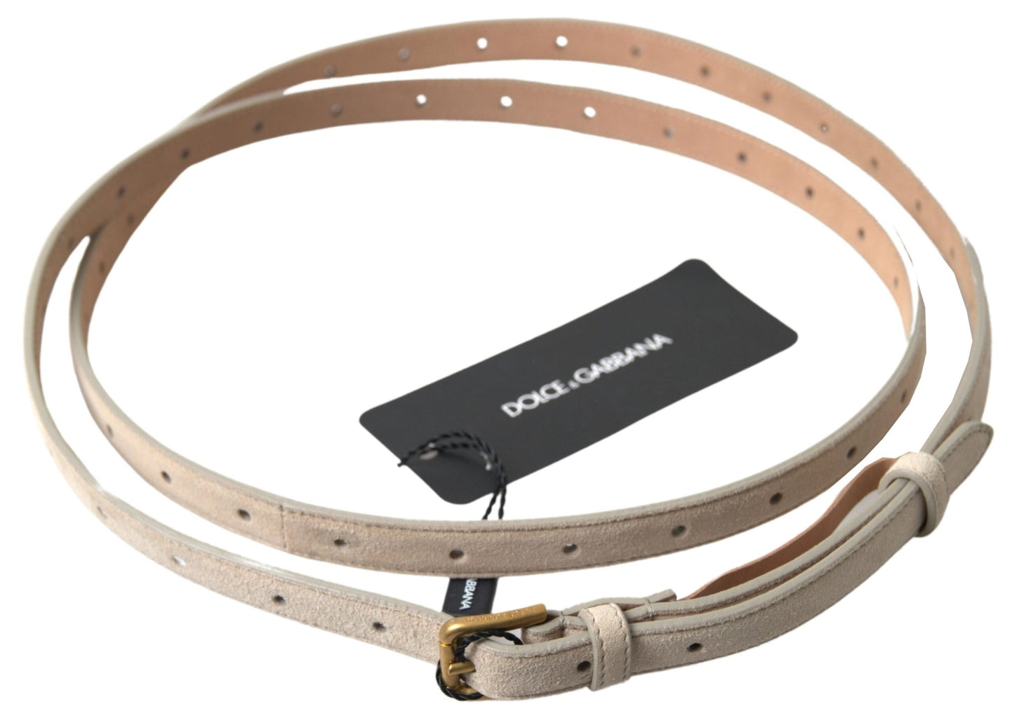 Dolce & Gabbana Elegant Beige Leather Belt with Metal Buckle