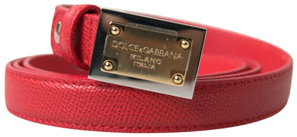 Dolce & Gabbana Elegant Red Leather Designer Belt