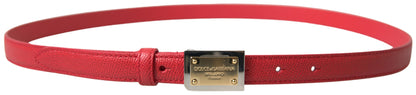 Dolce & Gabbana Elegant Red Leather Designer Belt