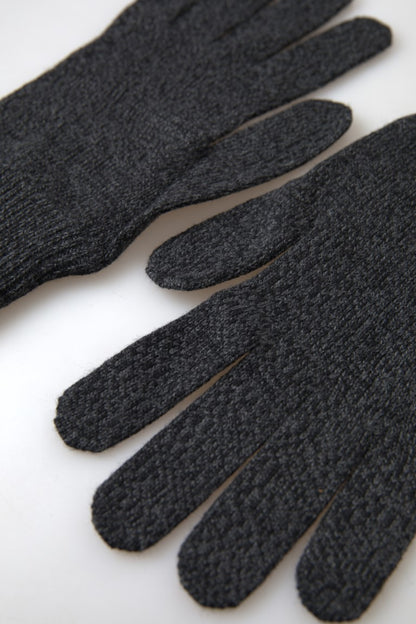 Dolce & Gabbana Elegant Virgin Wool Winter Gloves in Gray
