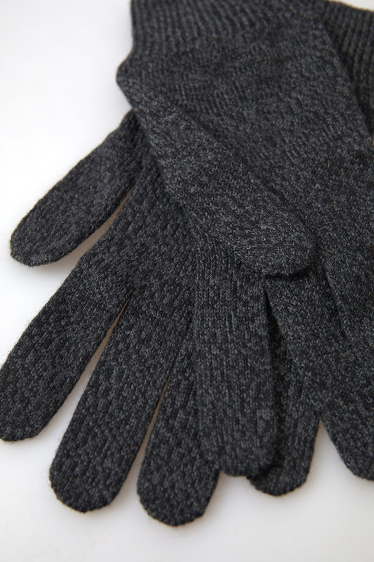 Dolce & Gabbana Elegant Virgin Wool Winter Gloves in Gray