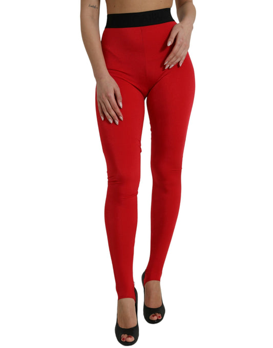 Dolce & Gabbana Elegant Red High Waist Leggings Pants