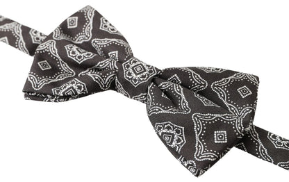 Dolce & Gabbana Elegant Silk Tied Bow Tie in Black & White