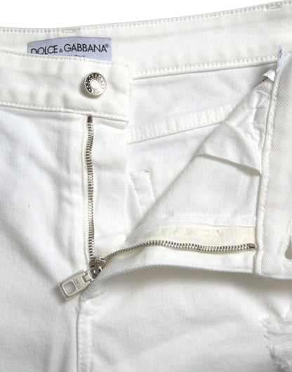 Dolce & Gabbana Elegant White Mid-Waist Denim Cropped Jeans