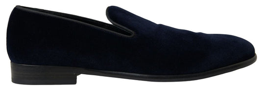 Dolce & Gabbana Elegant Blue Velvet Loafers for Men