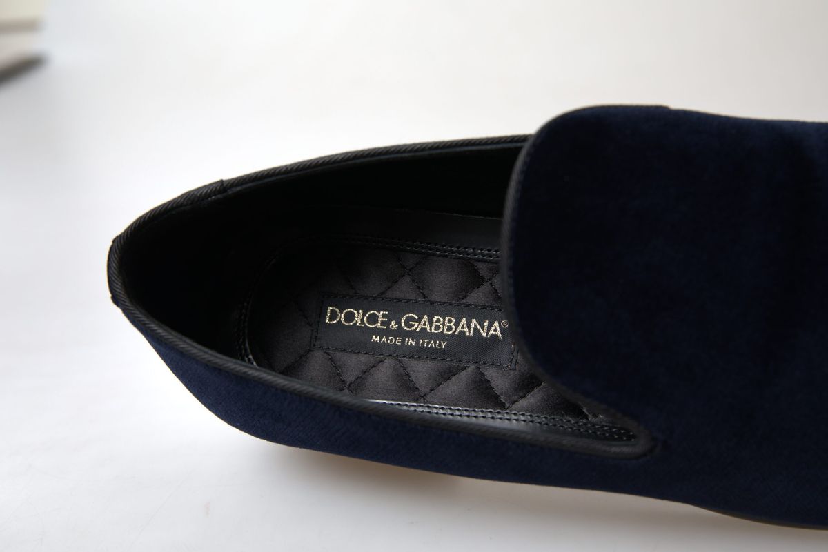 Dolce & Gabbana Elegant Blue Velvet Loafers for Men