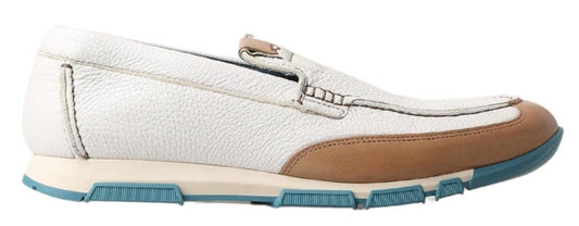 Dolce & Gabbana Elegant White Leather Slipper Loafers