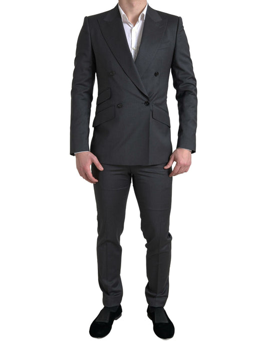 Dolce & Gabbana Sleek Grey Slim Fit Double Breasted Suit