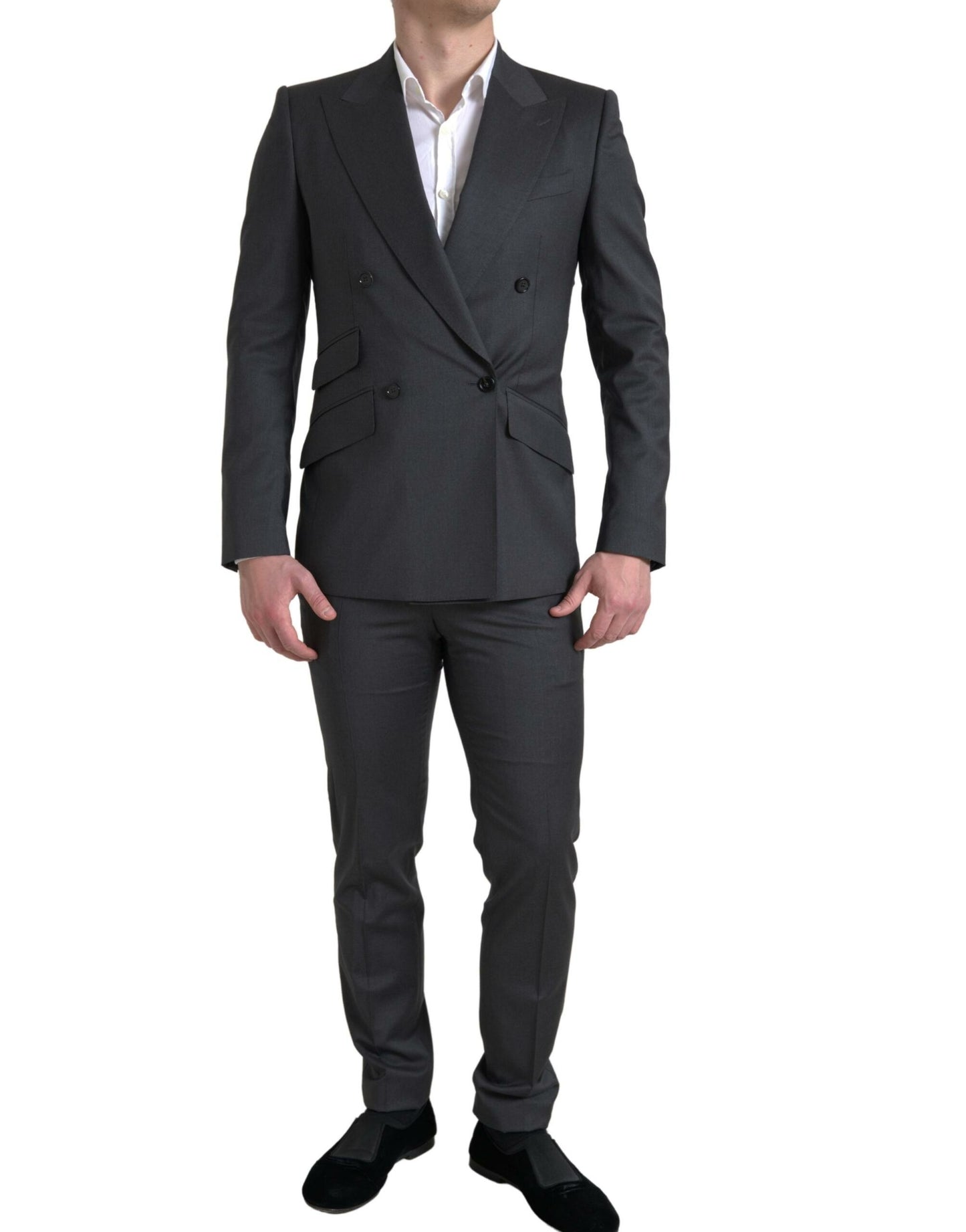 Dolce & Gabbana Sleek Grey Slim Fit Double Breasted Suit