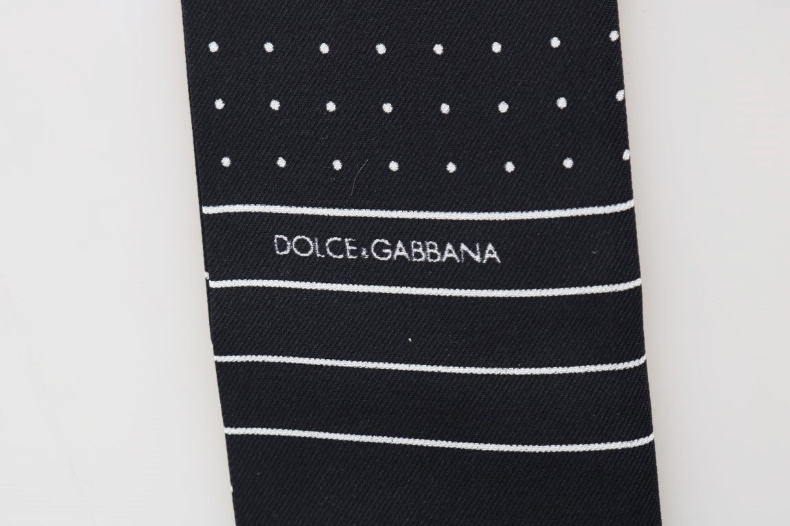 Dolce & Gabbana Dark Blue Polka Dotted Silk Scarf