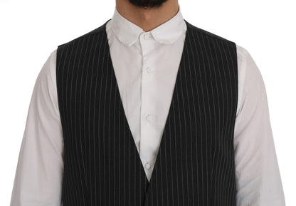 Dolce & Gabbana Elegant Gray Striped Vest Waistcoat