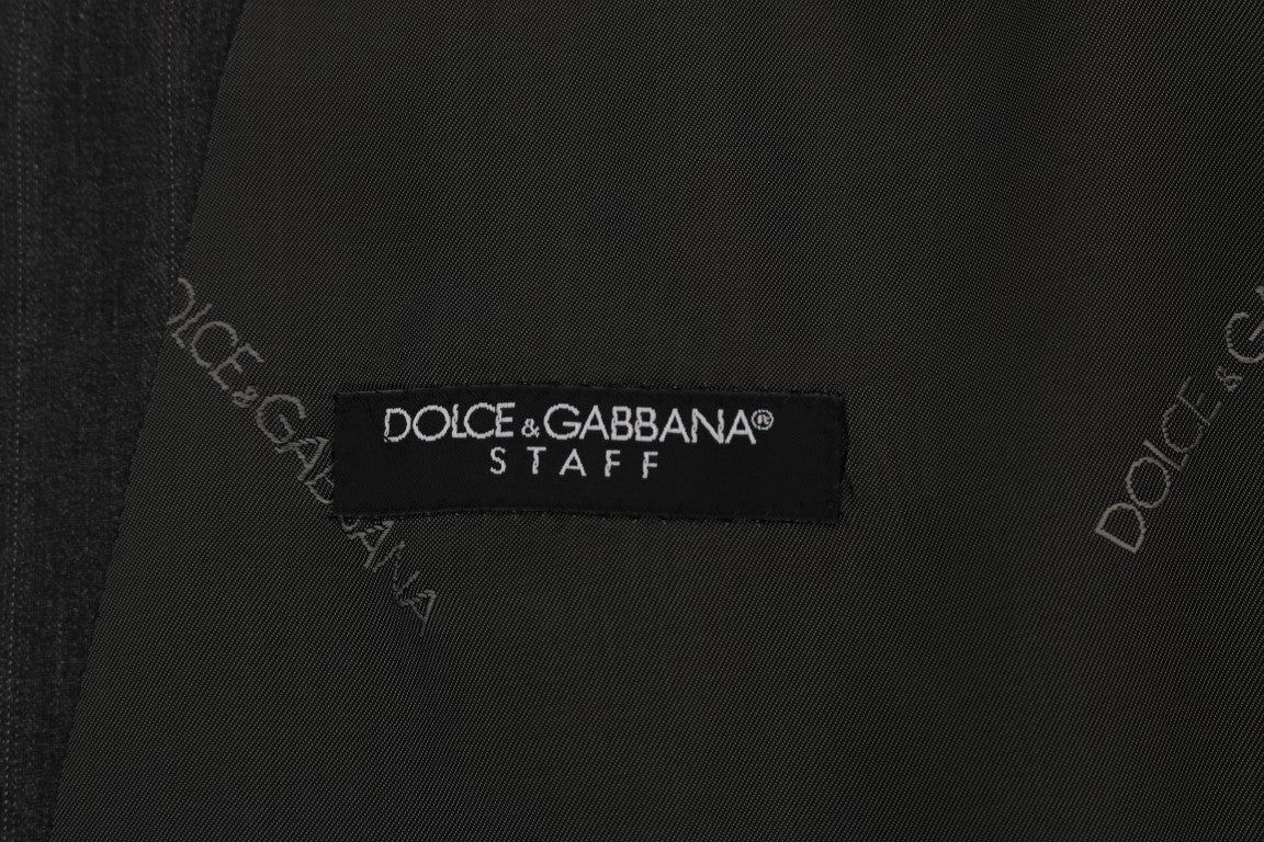 Dolce & Gabbana Elegant Gray Striped Single Breasted Vest