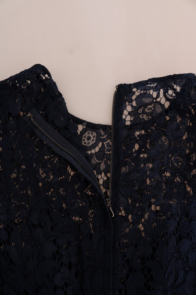 Dolce & Gabbana Blue Taormina Floral Lace Sheath Dress