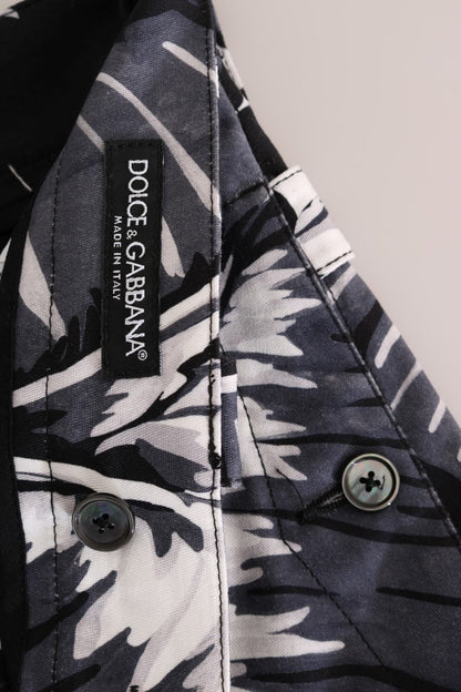 Dolce & Gabbana Gray Banana Leaf Cotton Pants