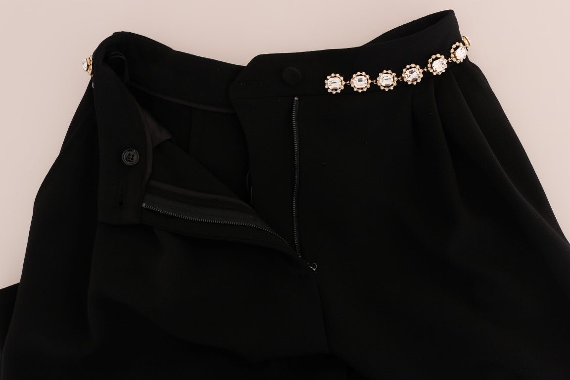 Dolce & Gabbana Elegant High-Waist Ankle Pants with Gold Detailing