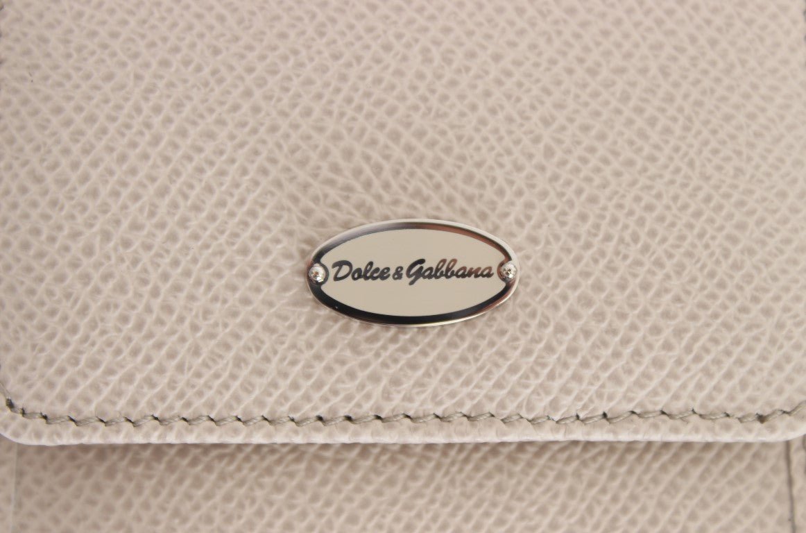 Dolce & Gabbana Sleek White Leather Condom Case Wallet